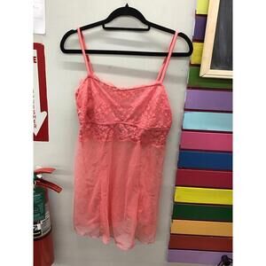 Auden womens lace mesh flowy camisole large coral open back new HSN
